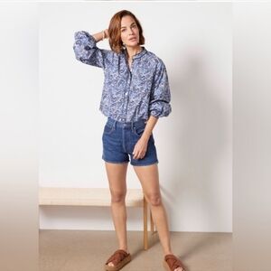 Evereve Sheila Floral Batik Piped Top NWT